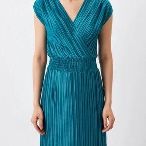 DKNY Teal Midi Dress with Pleats Women’s size 4 Small